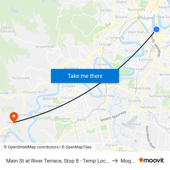 Main St at River Terrace, Stop 8 - Temp Location to Moggill map