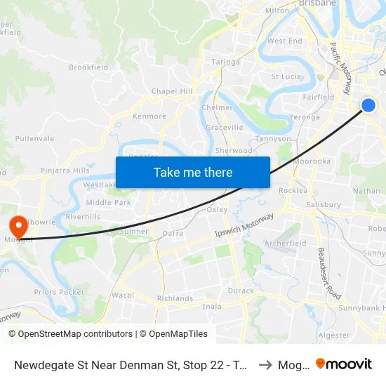 Newdegate St Near Denman St, Stop 22 - Temp Closure to Moggill map