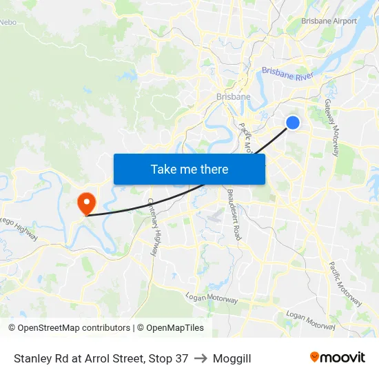 Stanley Rd at Arrol Street, Stop 37 to Moggill map