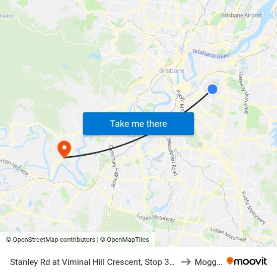 Stanley Rd at Viminal Hill Crescent, Stop 35a to Moggill map