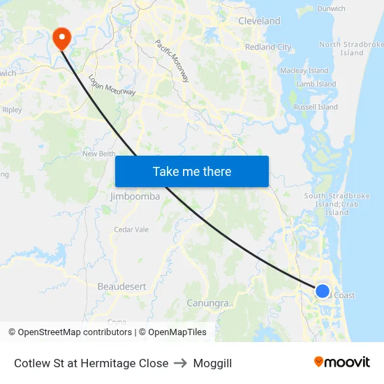 Cotlew St at Hermitage Close to Moggill map