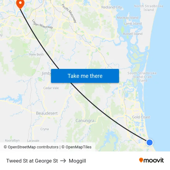 Tweed St at George St to Moggill map