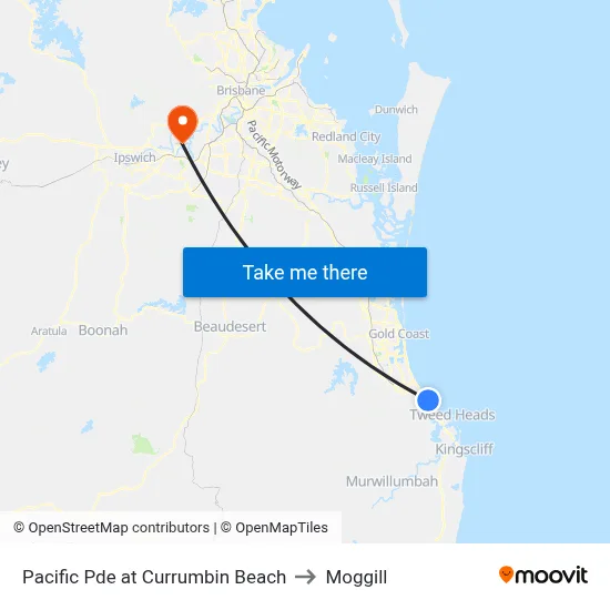 Pacific Pde at Currumbin Beach to Moggill map