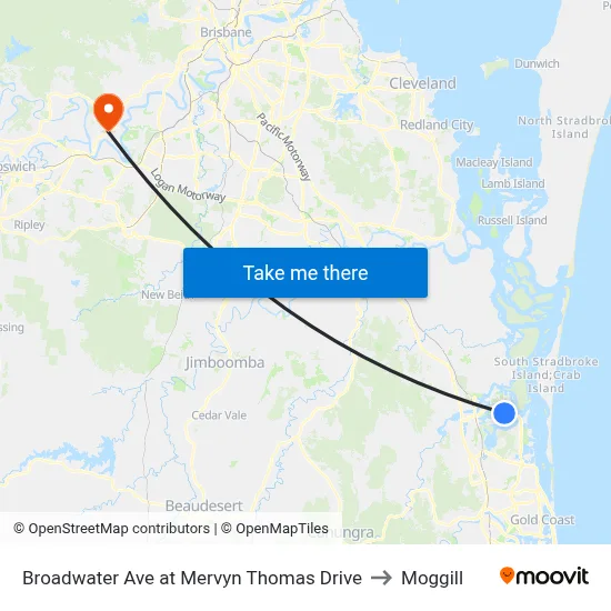 Broadwater Ave at Mervyn Thomas Drive to Moggill map