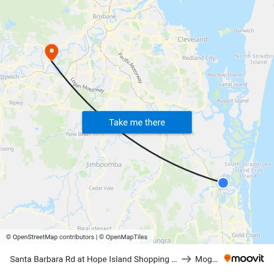 Santa Barbara Rd at Hope Island Shopping Centre to Moggill map