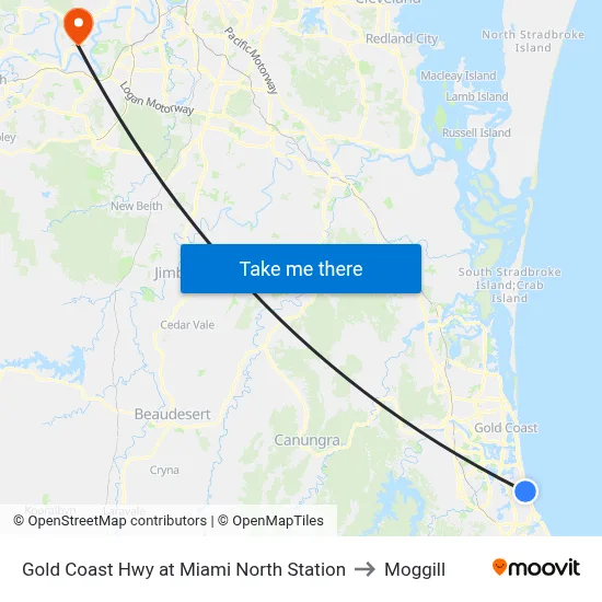 Gold Coast Hwy at Miami North Station to Moggill map