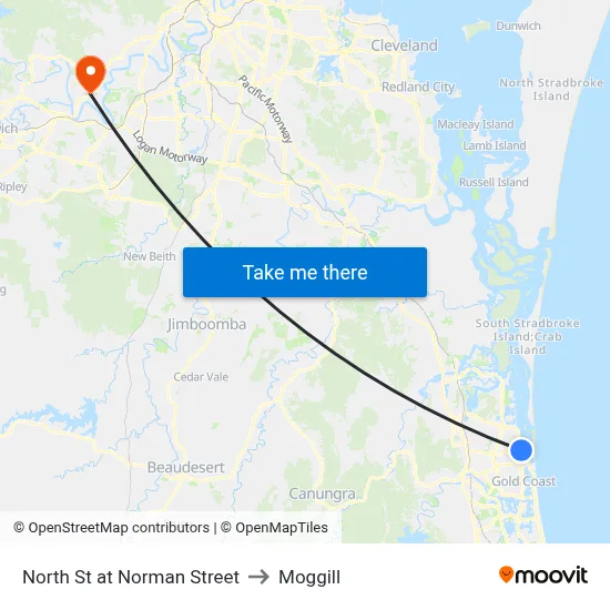 North St at Norman Street to Moggill map