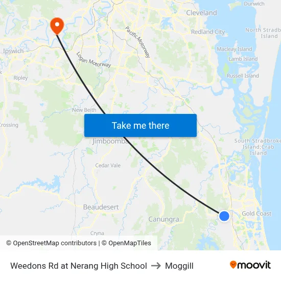 Weedons Rd at Nerang High School to Moggill map