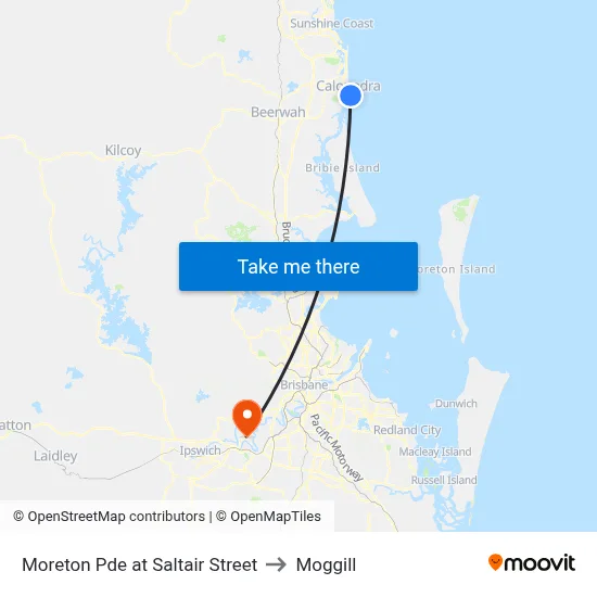 Moreton Pde at Saltair Street to Moggill map