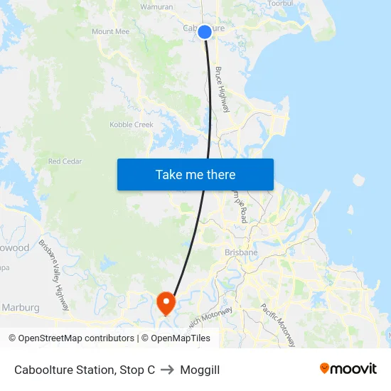 Caboolture Station, Stop C to Moggill map