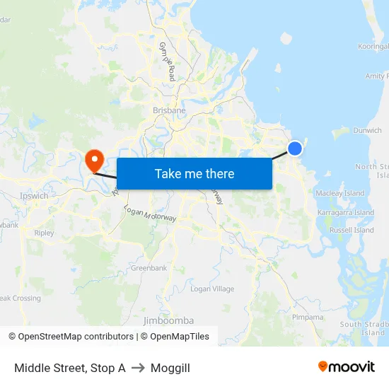 Middle Street, Stop A to Moggill map