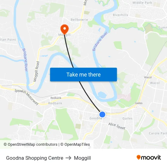 Goodna Shopping Centre to Moggill map