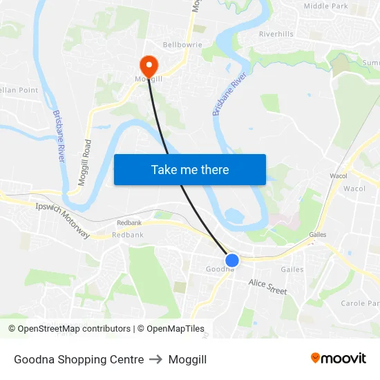 Goodna Shopping Centre to Moggill map