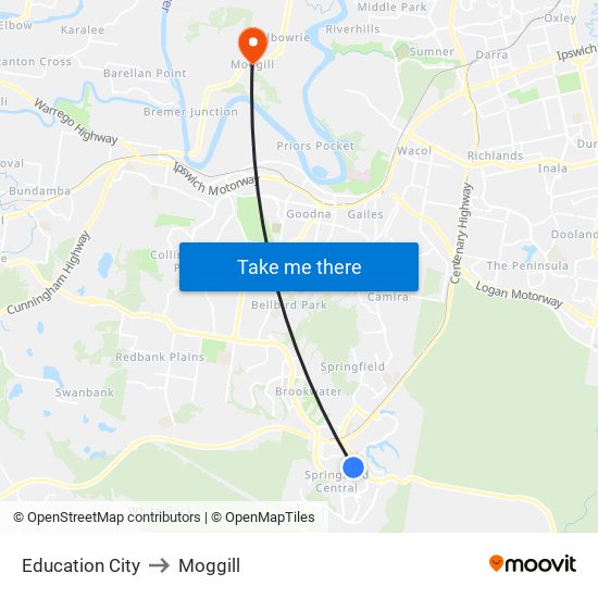 Education City to Moggill map