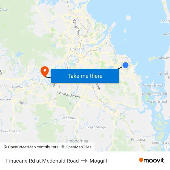 Finucane Rd at Mcdonald Road to Moggill map