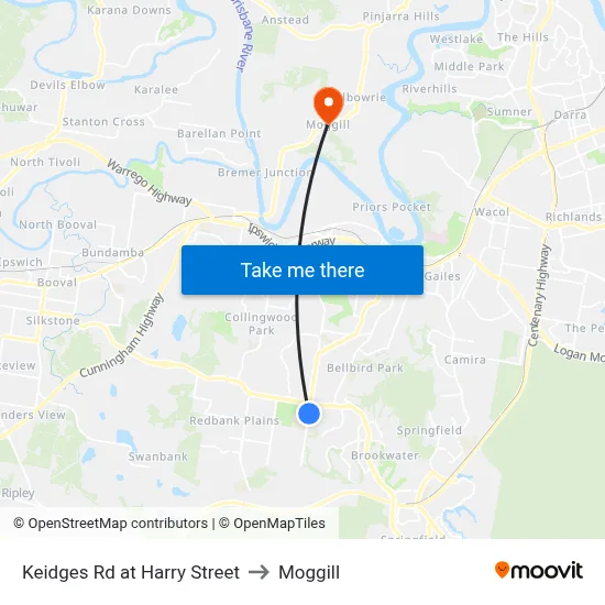Keidges Rd at Harry Street to Moggill map