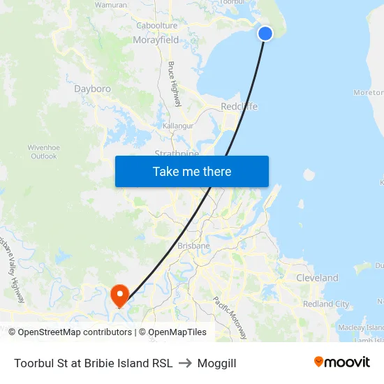 Toorbul St at Bribie Island RSL to Moggill map