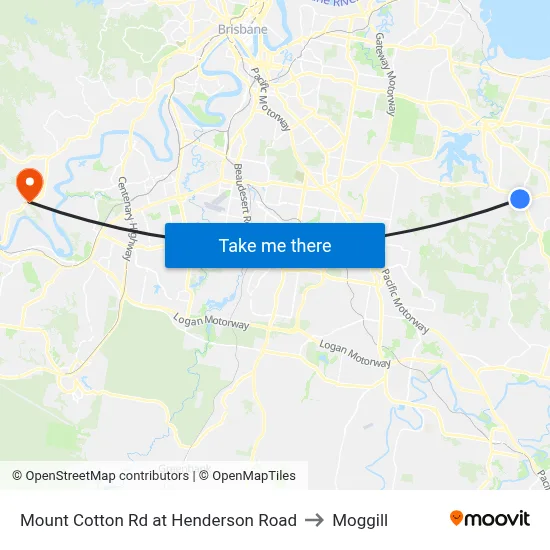 Mount Cotton Rd at Henderson Road to Moggill map