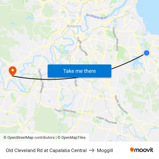 Old Cleveland Rd at Capalaba Central to Moggill map