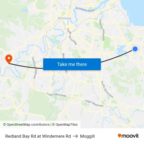Redland Bay Rd at Windemere Rd to Moggill map