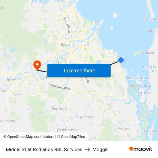 Middle St at Redlands RSL Services to Moggill map