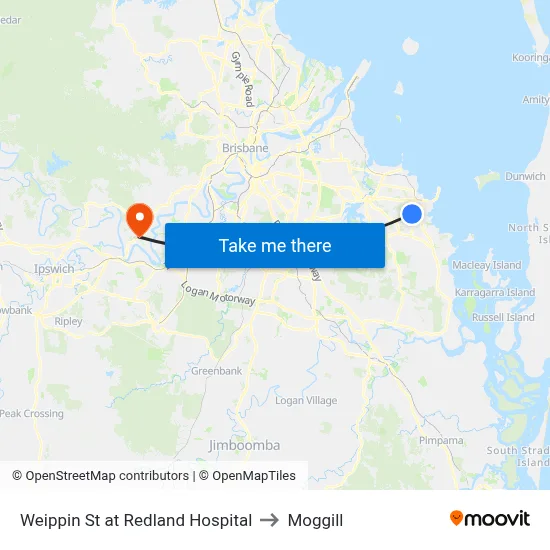 Weippin St at Redland Hospital to Moggill map