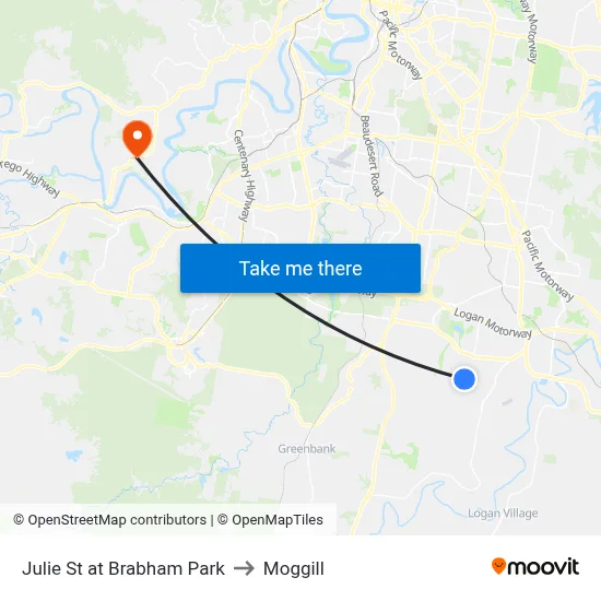 Julie St at Brabham Park to Moggill map