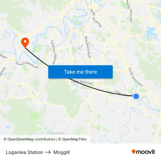 Loganlea Station to Moggill map