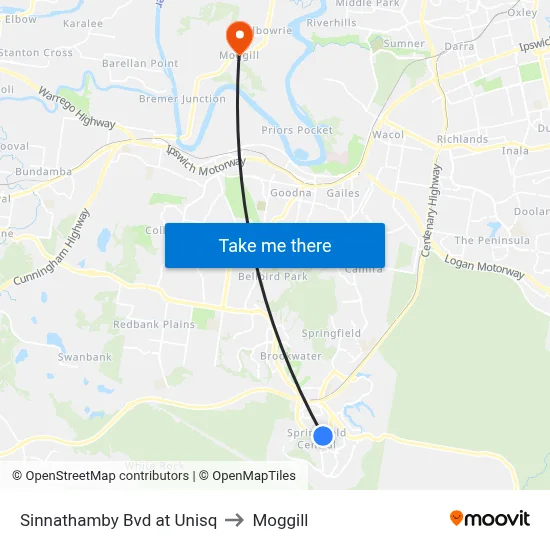 Sinnathamby Bvd at Unisq to Moggill map
