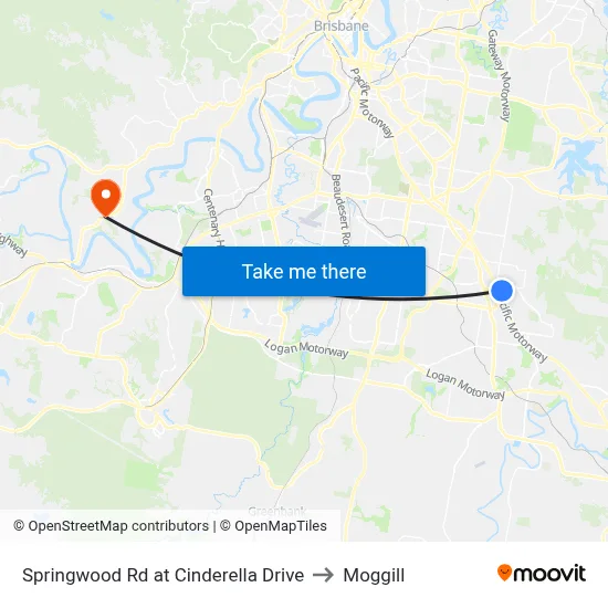 Springwood Rd at Cinderella Drive to Moggill map