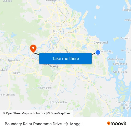 Boundary Rd at Panorama Drive to Moggill map