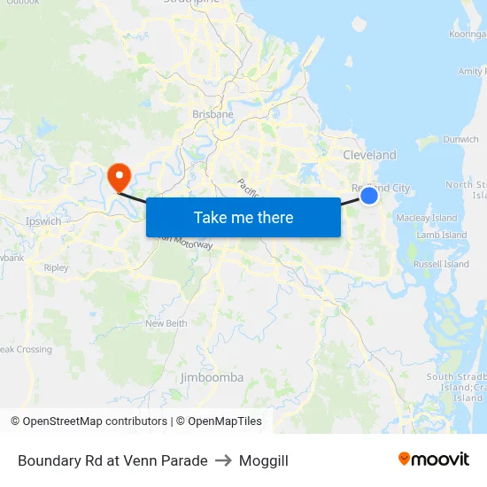 Boundary Rd at Venn Parade to Moggill map