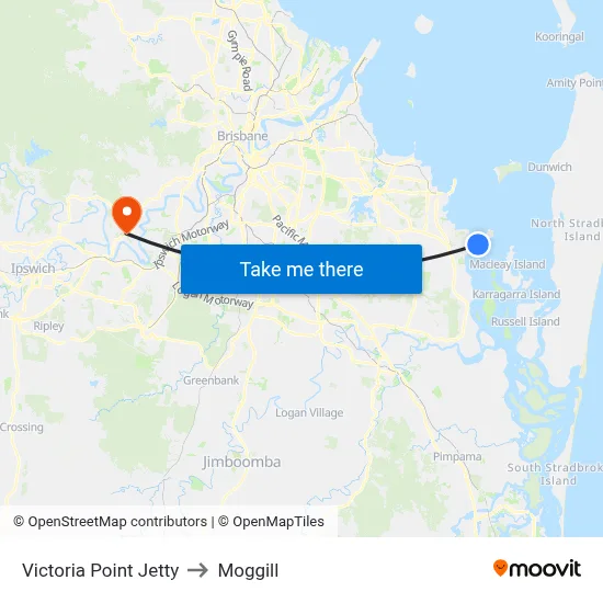Victoria Point Jetty to Moggill map