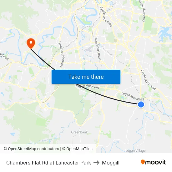 Chambers Flat Rd at Lancaster Park to Moggill map