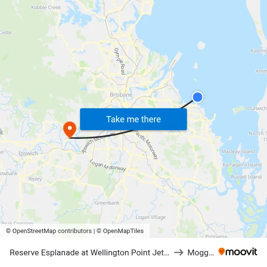 Reserve Esplanade at Wellington Point Jetty to Moggill map