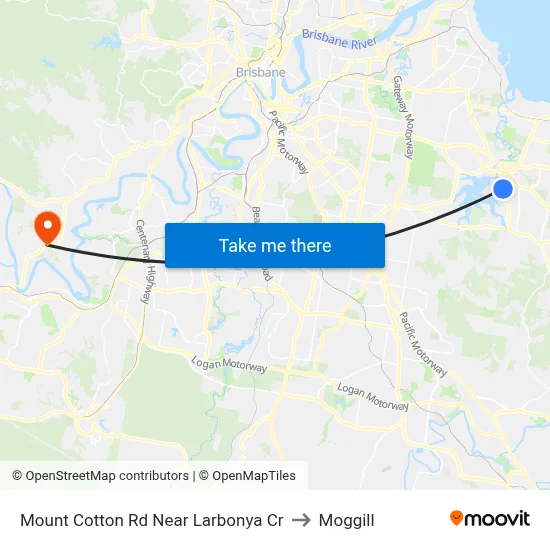Mount Cotton Rd Near Larbonya Cr to Moggill map