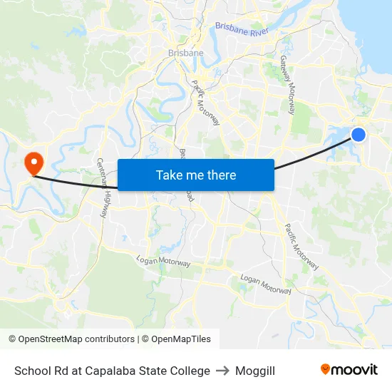 School Rd at Capalaba State College to Moggill map