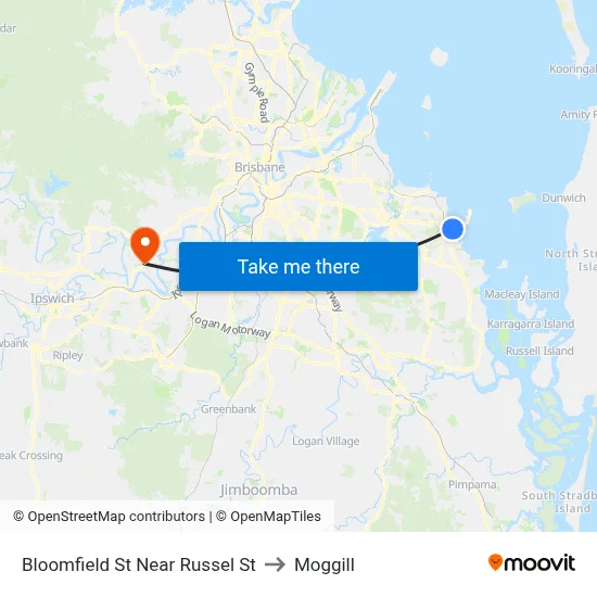 Bloomfield St Near Russel St to Moggill map