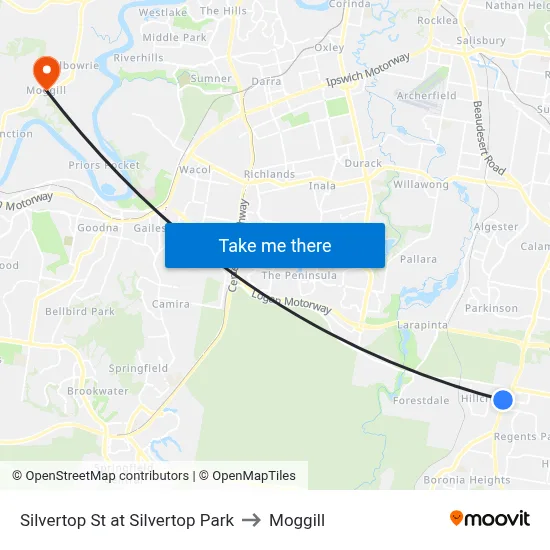 Silvertop St at Silvertop Park to Moggill map