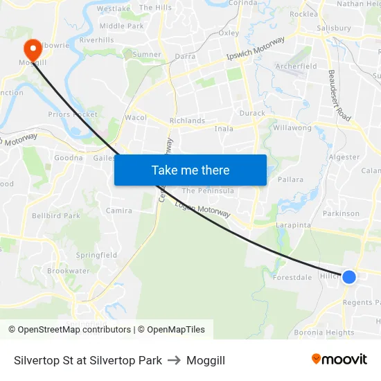 Silvertop St at Silvertop Park to Moggill map