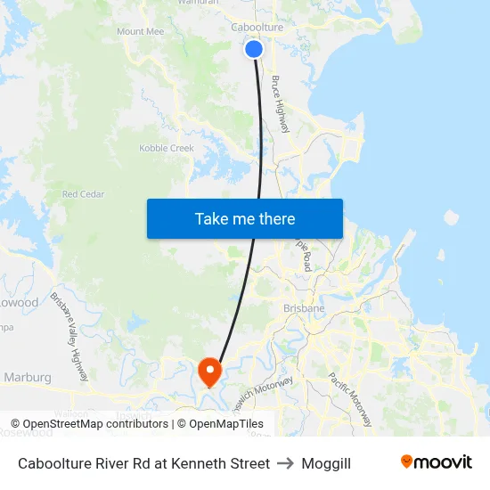 Caboolture River Rd at Kenneth Street to Moggill map