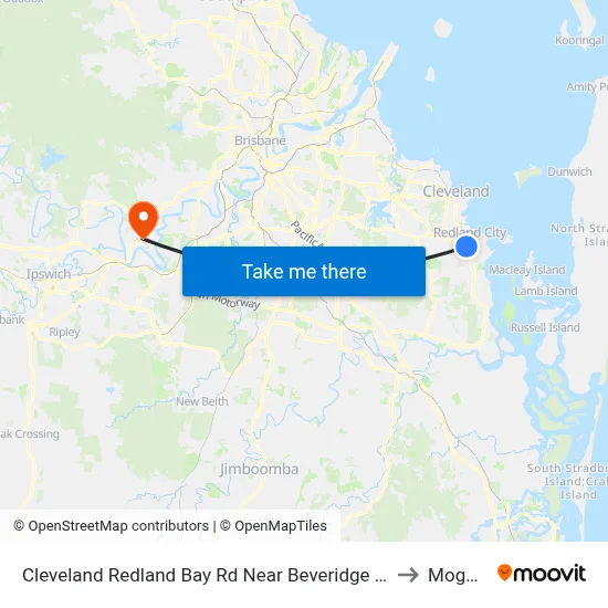 Cleveland Redland Bay Rd Near Beveridge Rd to Moggill map
