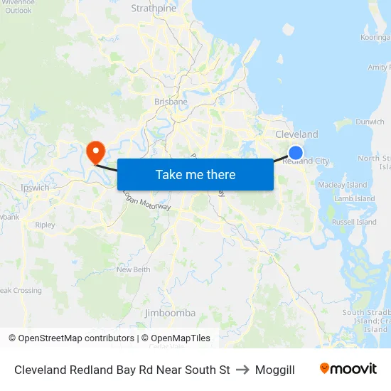Cleveland Redland Bay Rd Near South St to Moggill map