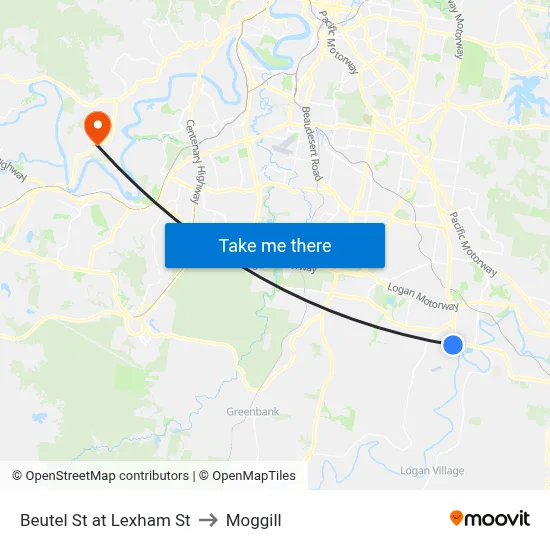 Beutel St at Lexham St to Moggill map