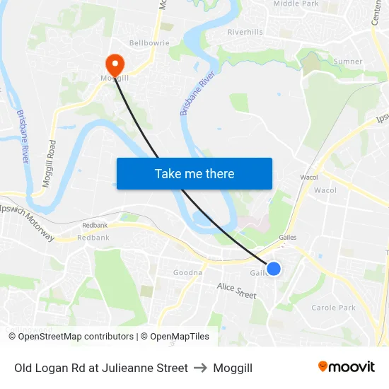 Old Logan Rd at Julieanne Street to Moggill map