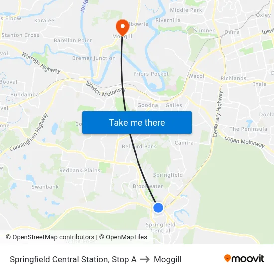 Springfield Central Station, Stop A to Moggill map