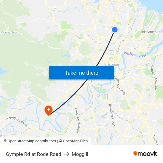 Gympie Rd at Rode Road to Moggill map
