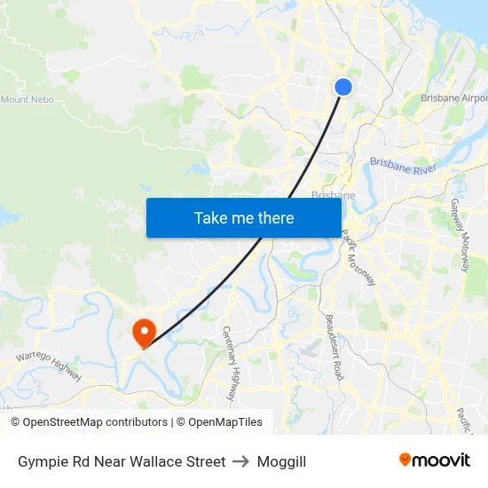 Gympie Rd Near Wallace Street to Moggill map