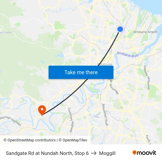 Sandgate Rd at Nundah North, Stop 6 to Moggill map