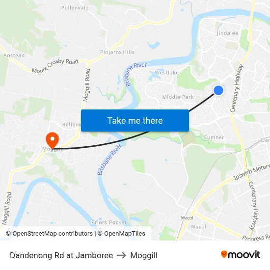 Dandenong Rd at Jamboree to Moggill map